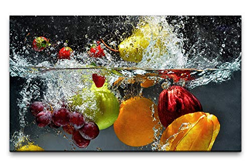 Paul Sinus Art Bilder XXL Obst und Gemüse in Wasser 120x70cm Wandbild auf Leinwand von Paul Sinus Art