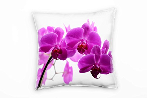 Paul Sinus Art Blumen, Orchideen, Blüten, pink, weiß Deko Kissen 40x40cm für Couch Sofa Lounge Zierkissen - Dekoration zum Wohlfühlen von Paul Sinus Art