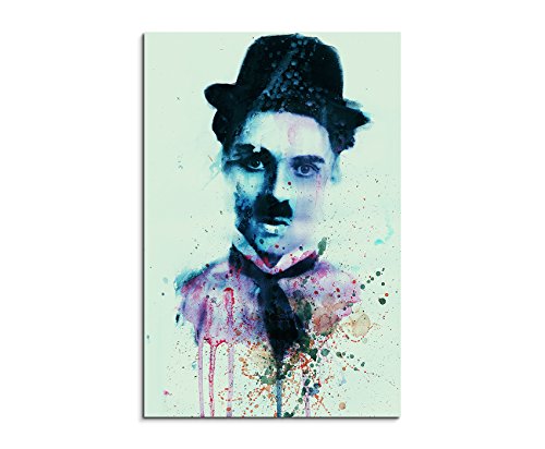 Paul Sinus Art Charlie-Chaplin_90x60cm Wandbild Aquarell Unikat Kunst Bild wie Gemälde Kunstdruck von dutis