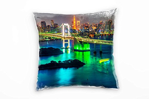 Paul Sinus Art City, Tokio, Japan, Nacht, Bedeutung, bunt Deko Kissen 40x40cm für Couch Sofa Lounge Zierkissen - Dekoration zum Wohlfühlen von Paul Sinus Art