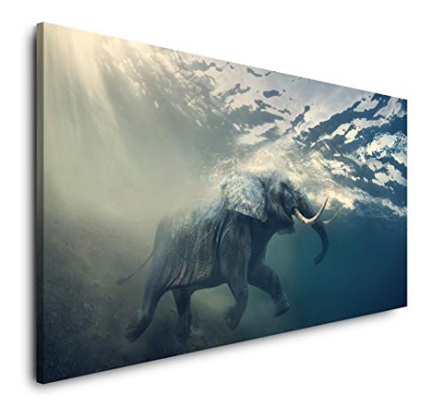 Paul Sinus Art Elefant Unterwasser 120x 60cm Panorama Leinwand Bild XXL Format Wandbilder Wohnzimmer Wohnung Deko Kunstdrucke von Paul Sinus Art