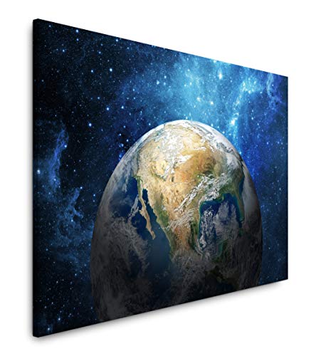 Paul Sinus Art Erde im Weltall 120x 80cm Inspirierende Fotokunst in Museums-Qualität für Ihr Zuhause als Wandbild auf Leinwand in von Paul Sinus Art