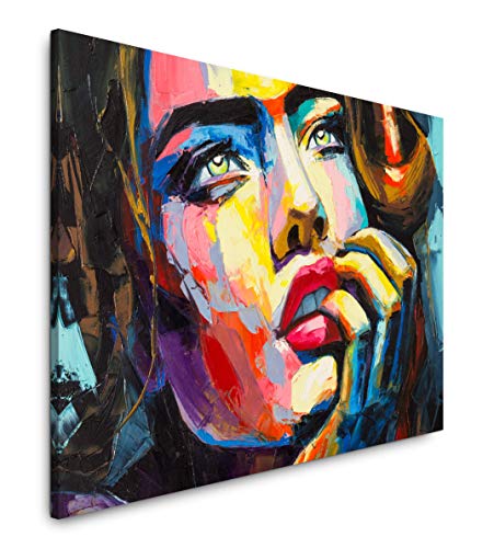 Paul Sinus Art Frau in bunt 150 x 100 cm Inspirierende Fotokunst in Museums-Qualität für Ihr Zuhause als Wandbild auf Leinwand in XXL Format von Paul Sinus Art