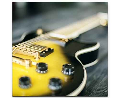 Paul Sinus Art Gelb-Schwarze E-GitarreLeinwandbild quadratisch 60x60cm von Paul Sinus Art