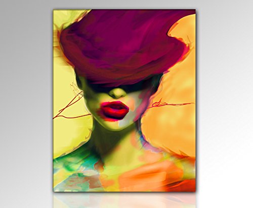 Paul Sinus Art HUT GIRL BY Wandbild Leinwand auf Keilrahmen - Halboriginal Öl Acrylgemälde kombiniert mit Fineartprint (120x160cm) von Paul Sinus Art