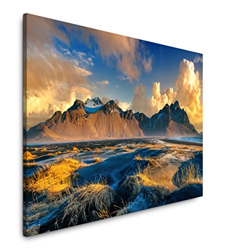 Paul Sinus Art Island Berge 150 x 100 cm Inspirierende Fotokunst in Museums-Qualität für Ihr Zuhause als Wandbild auf Leinwand in XXL Format von Paul Sinus Art