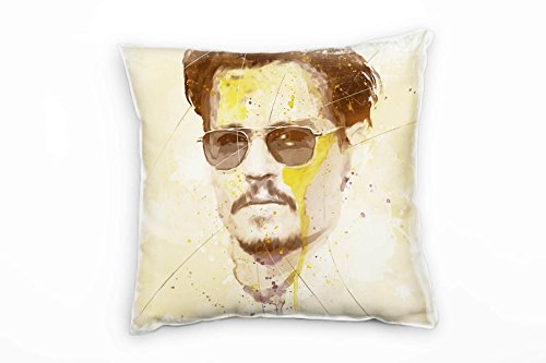 Paul Sinus Art Johnny Depp Deko Kissen mit Füllung 40x40cm für Couch Sofa Lounge Zierkissen - Dekoration zum Wohlfühlen von Paul Sinus Art