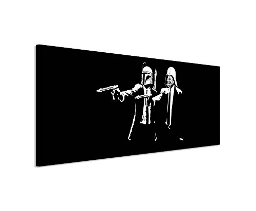 Paul Sinus Art Kunstdruck Star_Wars_Pulp_Fiction_150x50cm Panoramabild_Ausführung qualitativ hochwertiges Keilrahmenbild auf echter Leinwand als Wandbild auf Keilrahmen von Paul Sinus Art