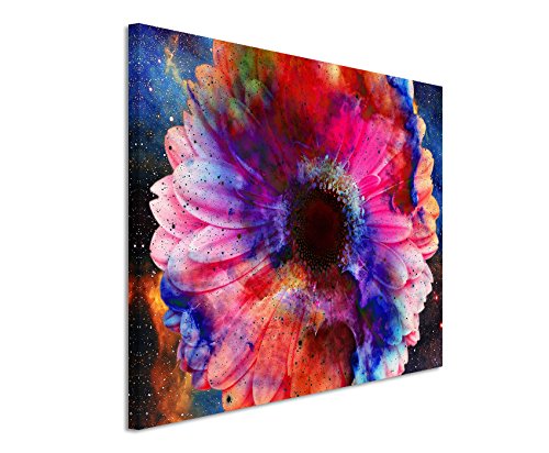 Paul Sinus Art Kunstfoto auf Leinwand 60x40cm Foto Collage – Space Blumen auf Leinwand Exklusives Wandbild Moderne Fotografie für ihre Wand in vielen Größen von Paul Sinus Art