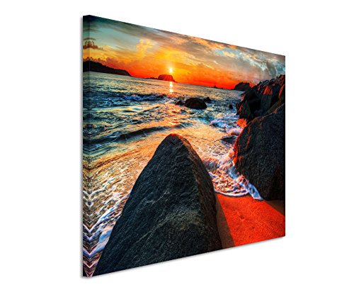 Paul Sinus Art Kunstfoto auf Leinwand 60x40cm Naturfotografie – Ozean bei Sonnenaufgang auf Leinwand Exklusives Wandbild Moderne Fotografie für ihre Wand in vielen Größen von Paul Sinus Art