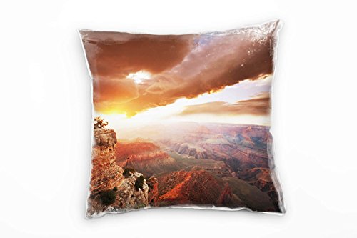 Paul Sinus Art Landschaft, orange, Grand Canyon, Sonnenaufgang Deko Kissen 40x40cm für Couch Sofa Lounge Zierkissen - Dekoration zum Wohlfühlen von Paul Sinus Art