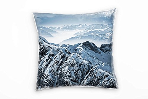 Paul Sinus Art Landschaften, Berg, Schnee, Wolken Deko Kissen 40x40cm für Couch Sofa Lounge Zierkissen - Dekoration zum Wohlfühlen von Paul Sinus Art