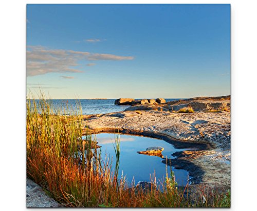 Paul Sinus Art Landschaftsfotografie – Schweden am MeerLeinwandbild quadratisch 60x60cm von Paul Sinus Art