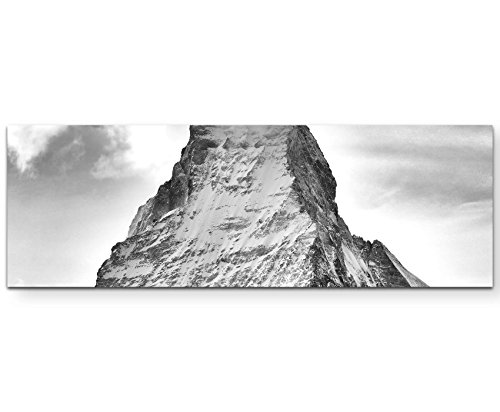 Paul Sinus Art Leinwandbilder | Bilder Leinwand 120x40cm Matterhorn in schwarz – weiß von Paul Sinus Art