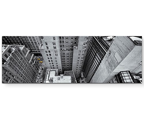 Paul Sinus Art Leinwandbilder | Bilder Leinwand 120x40cm New York in schwarz, weiß von Oben von Paul Sinus Art