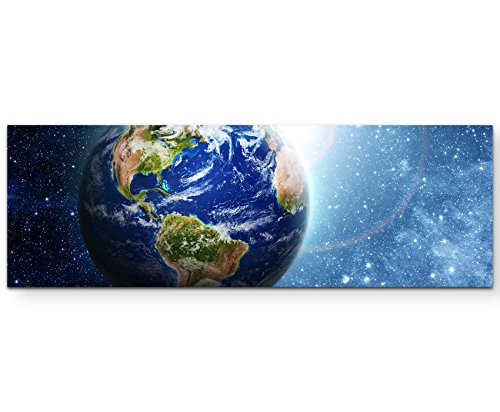 Paul Sinus Art Leinwandbilder | Bilder Leinwand 120x40cm die Erde im Universum von Paul Sinus Art