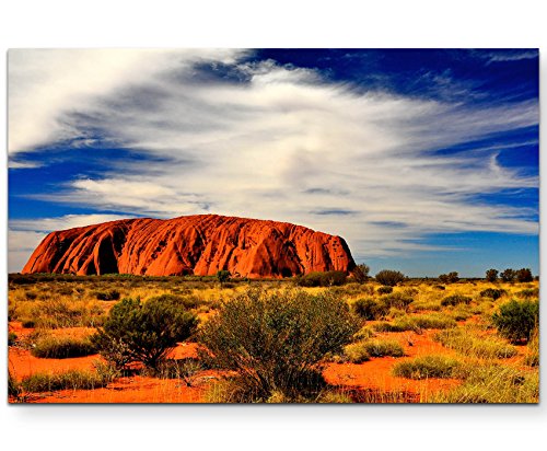 Paul Sinus Art Leinwandbilder | Bilder Leinwand 120x80cm Australischer roter Berg im Outback am Abend von Paul Sinus Art