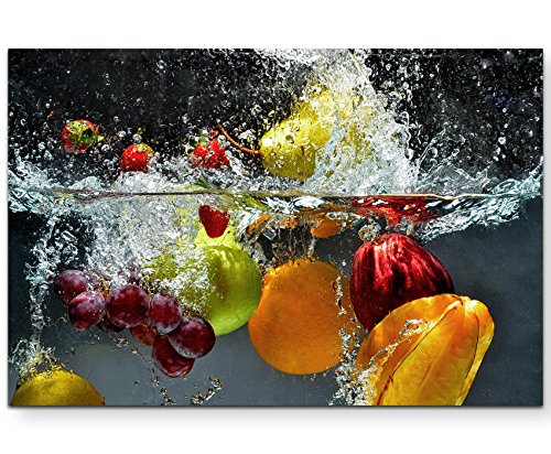 Paul Sinus Art Leinwandbilder | Bilder Leinwand 120x80cm Obst im Wasser von Paul Sinus Art