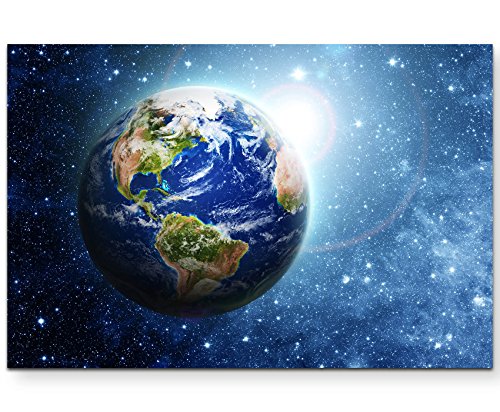 Paul Sinus Art Leinwandbilder | Bilder Leinwand 120x80cm die Erde im Universum von Paul Sinus Art