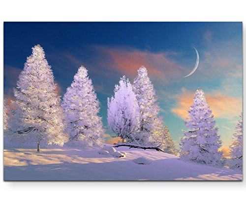 Paul Sinus Art Leinwandbilder | Bilder Leinwand 120x80cm märchenhafte Winterlandschaft von Paul Sinus Art