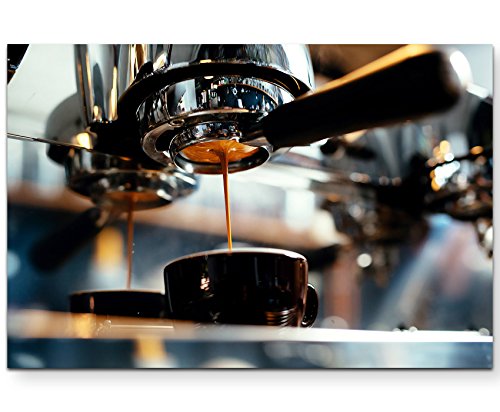 Paul Sinus Art Leinwandbilder | Bilder Leinwand 120x80cm professionelle Kaffeemaschine beim Brühen von Paul Sinus Art