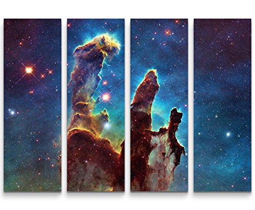 Paul Sinus Art Leinwandbilder | Bilder Leinwand 130x90cm 4 Teile Galaxie von Paul Sinus Art