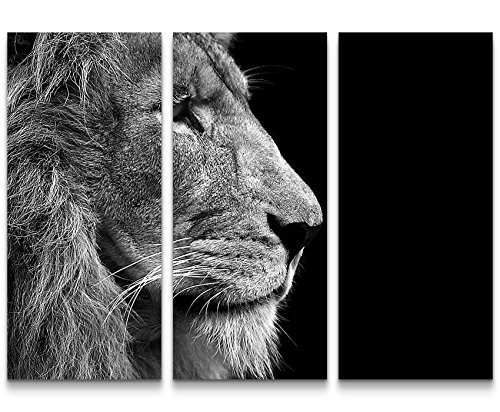 Paul Sinus Art Leinwandbilder | Bilder Leinwand 130x90cm Portrait Löwe schwarz/weiß von Paul Sinus Art
