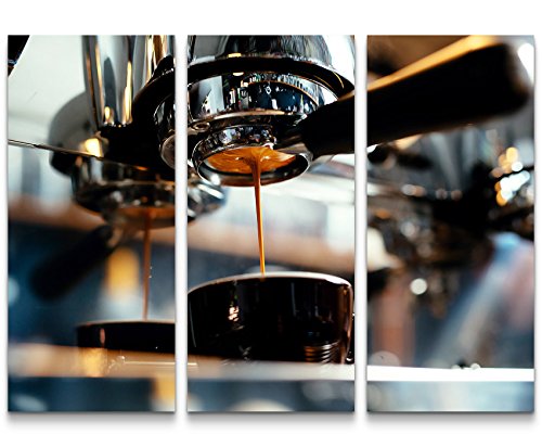 Paul Sinus Art Leinwandbilder | Bilder Leinwand 130x90cm professionelle Kaffeemaschine beim Brühen von Paul Sinus Art