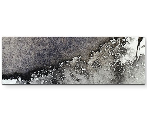 Paul Sinus Art Leinwandbilder | Bilder Leinwand 150x50cm abstraktes Gemälde in grau und weiß von Paul Sinus Art