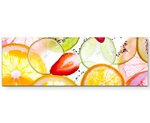 Paul Sinus Art Leinwandbilder | Bilder Leinwand 150x50cm Obst in Scheiben von Paul Sinus Art