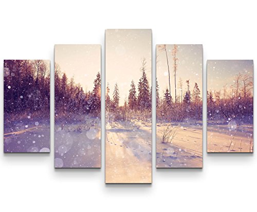 Paul Sinus Art Leinwandbilder | Bilder Leinwand 160x100cm Winterlandschaft von Paul Sinus Art
