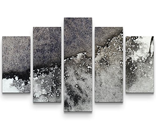 Paul Sinus Art Leinwandbilder | Bilder Leinwand 160x100cm abstraktes Gemälde in grau und weiß von Paul Sinus Art