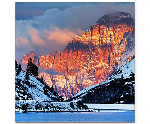 Paul Sinus Art Leinwandbilder | Bilder Leinwand 60x60cm Dolomiten im Sonnenschein von Paul Sinus Art