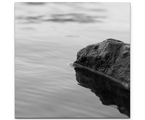 Paul Sinus Art Leinwandbilder | Bilder Leinwand 60x60cm Felsen im Meer schwarz, weiß von Paul Sinus Art