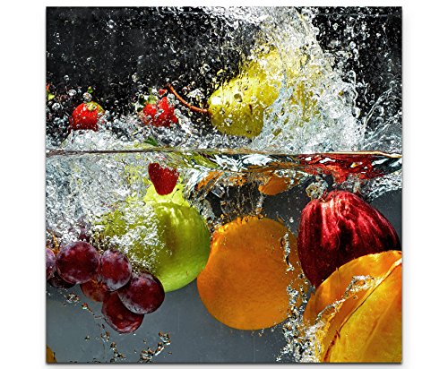 Paul Sinus Art Leinwandbilder | Bilder Leinwand 60x60cm Obst im Wasser von Paul Sinus Art