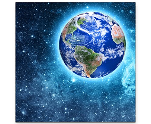 Paul Sinus Art Leinwandbilder | Bilder Leinwand 60x60cm der Blaue Planet im Weltraum von Paul Sinus Art