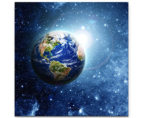 Paul Sinus Art Leinwandbilder | Bilder Leinwand 60x60cm die Erde im Universum von Paul Sinus Art