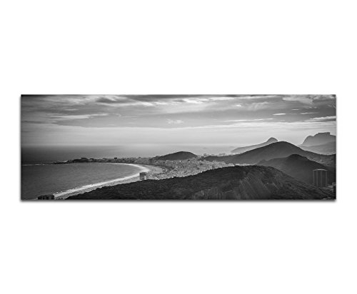 Paul Sinus Art Leinwandfoto als Panorama SCHWARZ/Weiss 120x40cm Rio De Janeiro Copacabana Strand Berge von Paul Sinus Art