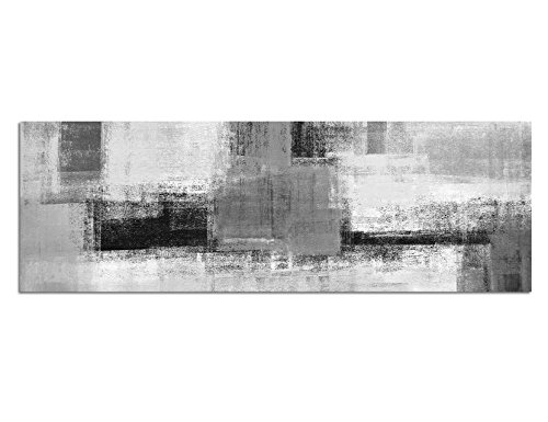 Paul Sinus Art Leinwandfoto als Panorama SCHWARZ/Weiss 150x50cm Kunstmalerei abstrakt grau gelb weiß von Paul Sinus Art