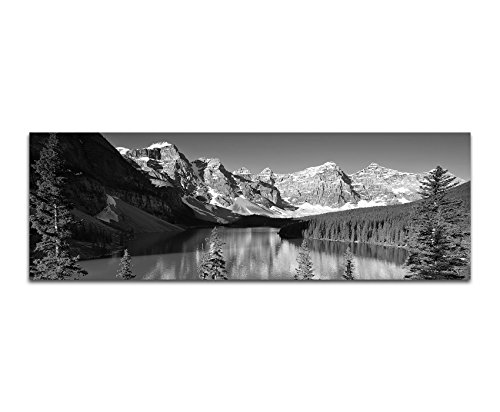 Paul Sinus Art Leinwandfoto als Panorama SCHWARZ/Weiss 120x40cm Nationalpark Berge Waldsee Bäume Schnee von Paul Sinus Art