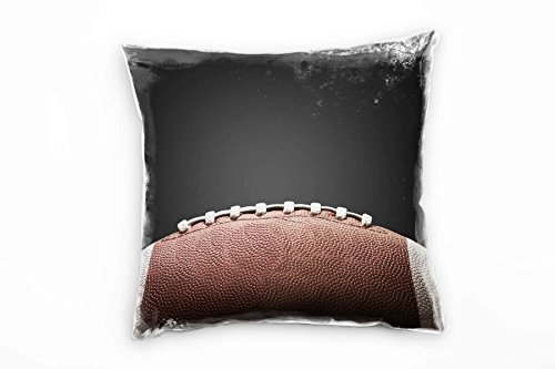 Paul Sinus Art Macro, American Football, braun, weiß, schwarz Deko Kissen 40x40cm für Couch Sofa Lounge Zierkissen - Dekoration zum Wohlfühlen von Paul Sinus Art