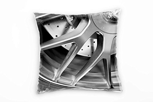 Paul Sinus Art Macro, Auto, Felge, Silber, grau Deko Kissen 40x40cm für Couch Sofa Lounge Zierkissen - Dekoration zum Wohlfühlen von Paul Sinus Art