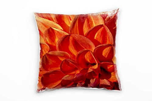 Paul Sinus Art Macro, Blumen, rot, orange, Blütenblätter, Aster Deko Kissen 40x40cm für Couch Sofa Lounge Zierkissen - Dekoration zum Wohlfühlen von Paul Sinus Art