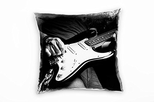 Paul Sinus Art Macro, E-Gitarre, Musik, Gitarrist, schwarz, weiß Deko Kissen 40x40cm für Couch Sofa Lounge Zierkissen - Dekoration zum Wohlfühlen von Paul Sinus Art