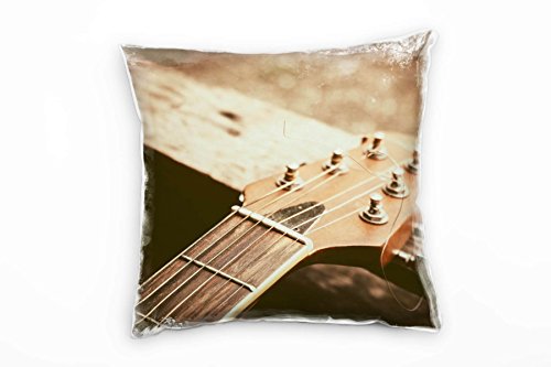 Paul Sinus Art Macro, Gitarre, Musik, braun Deko Kissen 40x40cm für Couch Sofa Lounge Zierkissen - Dekoration zum Wohlfühlen von Paul Sinus Art