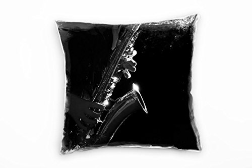 Paul Sinus Art Macro, Saxophone, Glanz, schwarz Deko Kissen 40x40cm für Couch Sofa Lounge Zierkissen - Dekoration zum Wohlfühlen von Paul Sinus Art