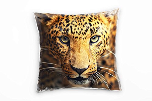 Paul Sinus Art Macro, Tiere, braun, Leopard Deko Kissen 40x40cm für Couch Sofa Lounge Zierkissen - Dekoration zum Wohlfühlen von Paul Sinus Art