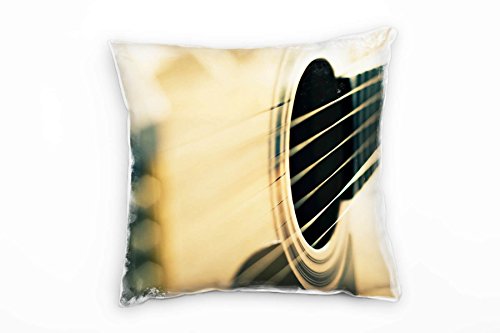 Paul Sinus Art Macro, braun, schwarz, Gitarre, Instrument, Musik Deko Kissen 40x40cm für Couch Sofa Lounge Zierkissen - Dekoration zum Wohlfühlen von Paul Sinus Art