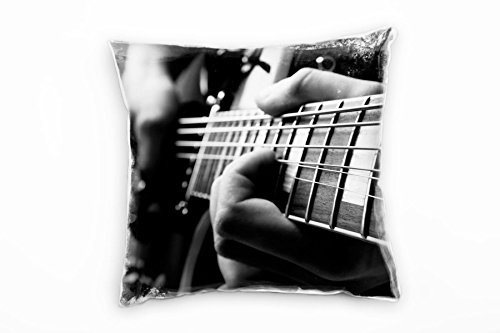 Paul Sinus Art Macro, schwarz, weiß, Gitarre, Musik Deko Kissen 40x40cm für Couch Sofa Lounge Zierkissen - Dekoration zum Wohlfühlen von Paul Sinus Art