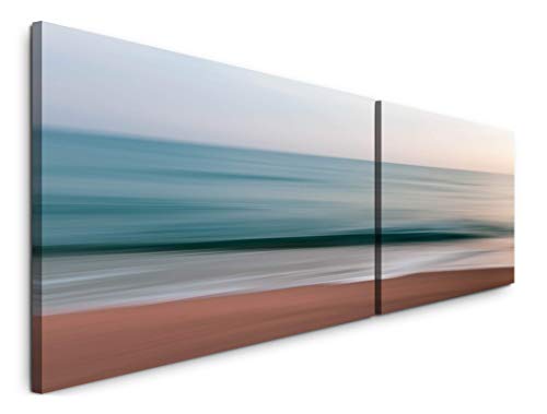 Paul Sinus Art Meer und Himmel 180x50cm - 2 Wandbilder je 50x90cm - Kunstdrucke - Wandbild - Leinwandbilder fertig auf Rahmen von Paul Sinus Art